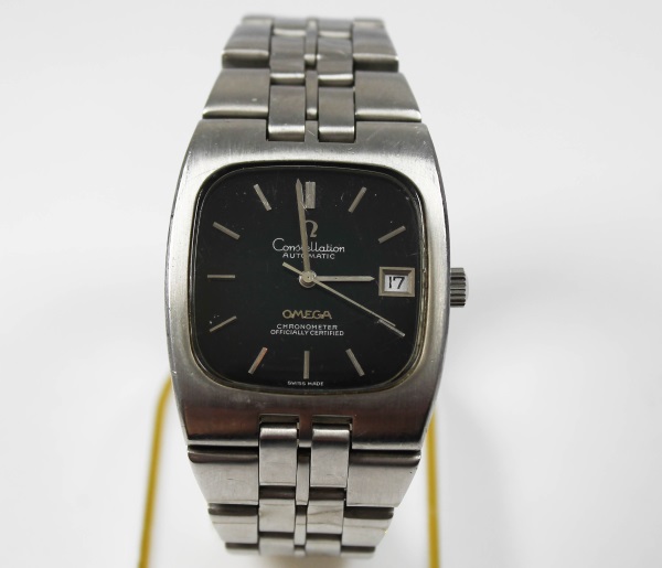 Omega Constellation Automatic Uhr Armband in Stahl mit schwarzem Zifferblatt